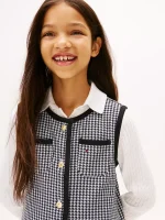Kids' Houndstooth Knit Jumper-Black - Image 4