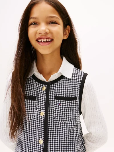 Kids' Houndstooth Knit Jumper-Black - Image 4