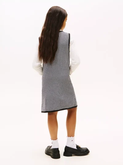 Kids' Houndstooth Knit Jumper-Black - Image 3