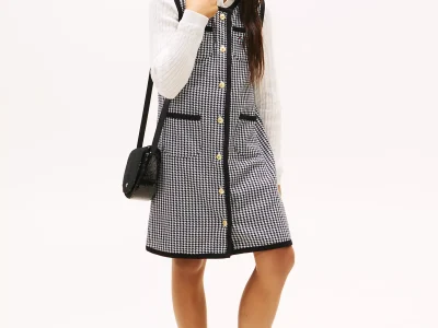 Kids' Houndstooth Knit Jumper-Black