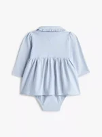 Babies' Long-Sleeve Stretch Polo Dress-Breezy Blue - Image 2