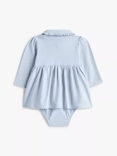 Babies' Long-Sleeve Stretch Polo Dress-Breezy Blue - Image 2