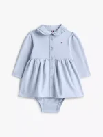 Babies' Long-Sleeve Stretch Polo Dress-Breezy Blue
