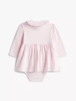Babies' Long-Sleeve Stretch Polo Dress-Light Pink - Image 2