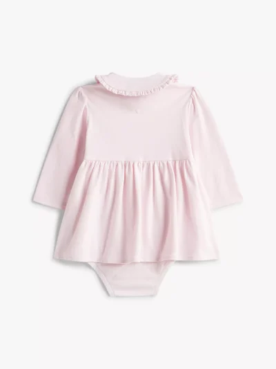 Babies' Long-Sleeve Stretch Polo Dress-Light Pink - Image 2