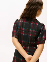 Kids' Plaid Georgette Dress-Black - Image 3
