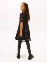 Kids' Plaid Georgette Dress-Black - Image 2