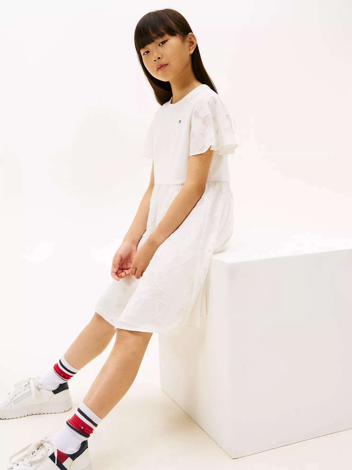 XG01872_YBI_alternate1 Kids' Floral Print Interlock Dress-Ivory - Image 4