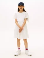 Kids' Floral Print Interlock Dress-Ivory