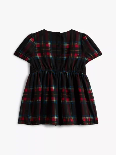 Babies' Plaid Georgette Dress-Black - Image 2