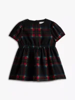 Babies' Plaid Georgette Dress-Black
