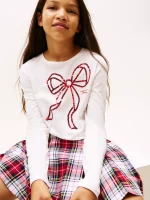 Kids' Shimmer Bow T-Shirt-Ecru - Image 4