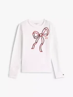 Kids' Shimmer Bow T-Shirt-Ecru - Image 2
