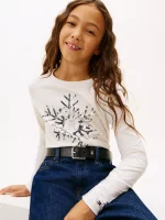 Kids' Shimmer Snowflake T-Shirt-Ivory - Image 4