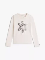 Kids' Shimmer Snowflake T-Shirt-Ivory - Image 2