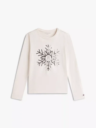 Kids' Shimmer Snowflake T-Shirt-Ivory - Image 2
