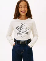 Kids' Shimmer Snowflake T-Shirt-Ivory