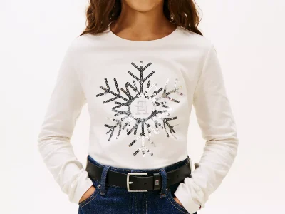 Kids' Shimmer Snowflake T-Shirt-Ivory
