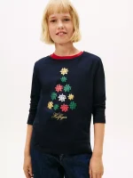 Kids' Gift Bow Logo T-Shirt-Navy