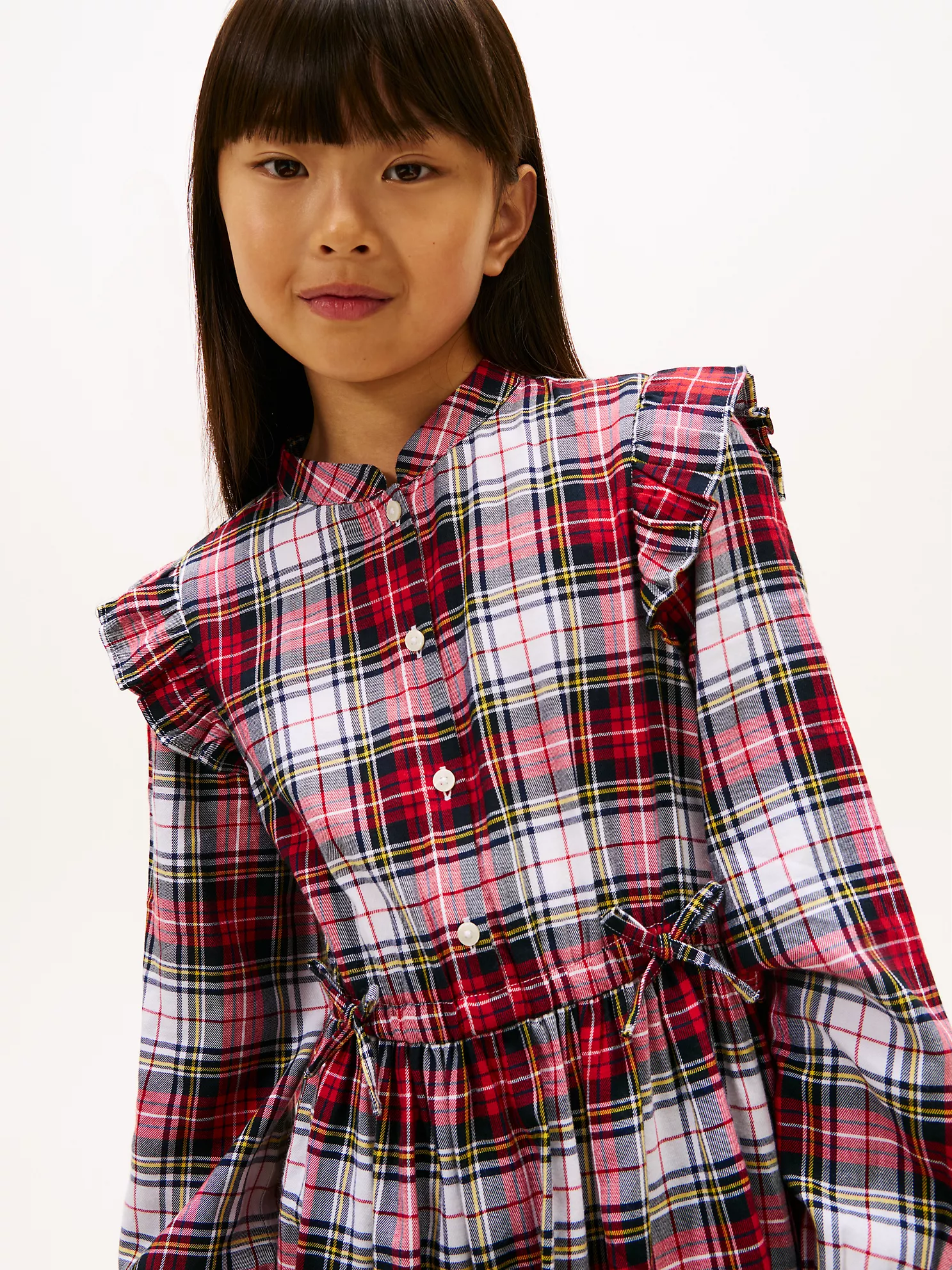 XG01910_YCF_alternate1 Kids' Plaid Flannel Shirtdress-Optic White - Image 4
