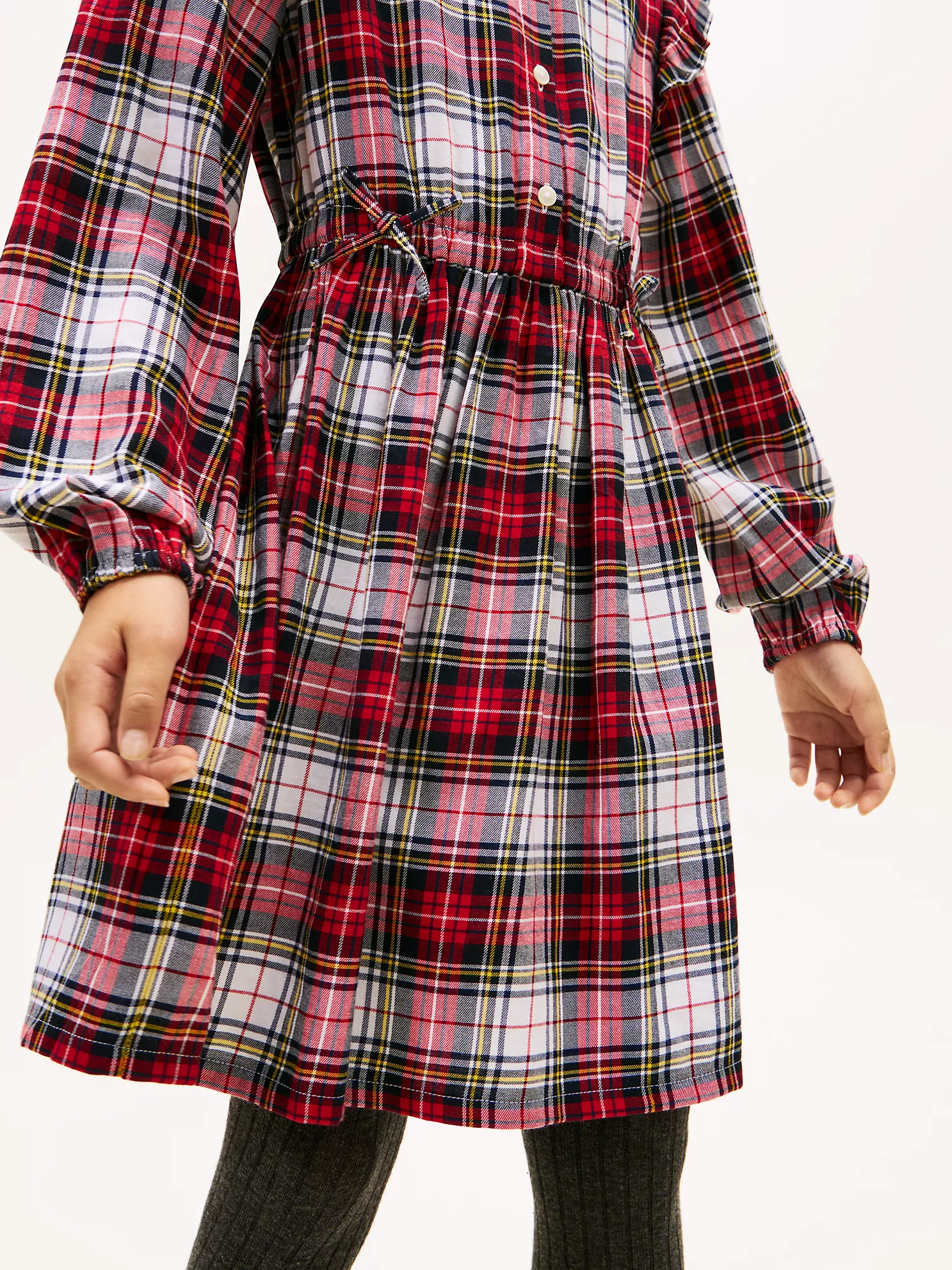 XG01910_YCF_alternate2 Kids' Plaid Flannel Shirtdress-Optic White - Image 3