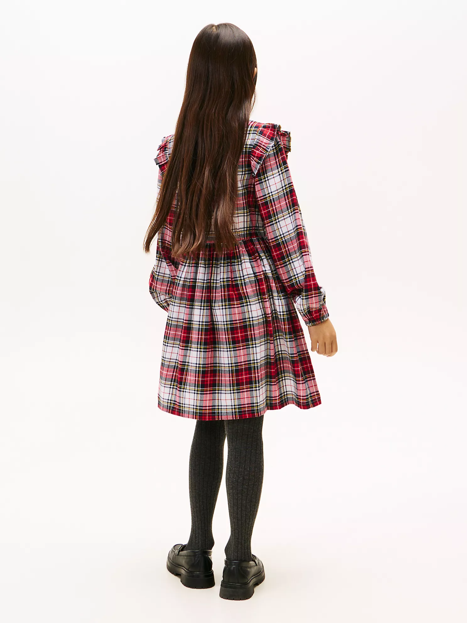 XG01910_YCF_alternate5 Kids' Plaid Flannel Shirtdress-Optic White - Image 2