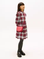 Kids' Plaid Flannel Shirtdress-Optic White