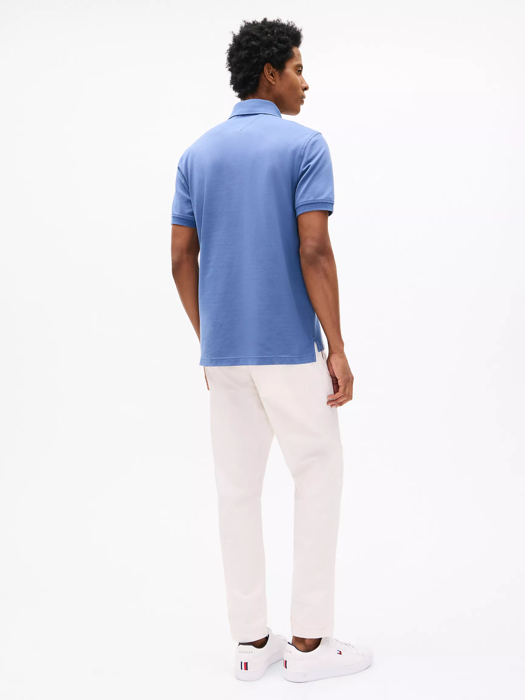 XM03879_C9T_alternate3 Men Slim Fit Block Stripe Polo-Faded Indigo - Image 3