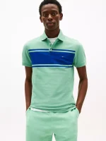 Slim Fit Block Stripe Polo-Frosted Evergreen - Image 3