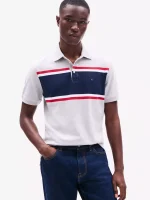 Men Slim Fit Block Stripe Polo-Light Grey Heather