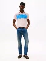 Slim Fit Block Stripe Polo-Whimsy Pink - Image 2