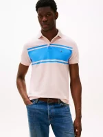 Slim Fit Block Stripe Polo-Whimsy Pink