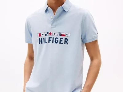 Men Regular Fit Nautical Graphic Logo Polo - Breezy Blue #XM04760-C1O