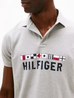 Men Regular Fit Nautical Graphic Logo Polo - Grey Heather - Image 2