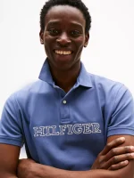 Regular Fit Hilfiger Logo Polo-Faded Indigo - Image 2