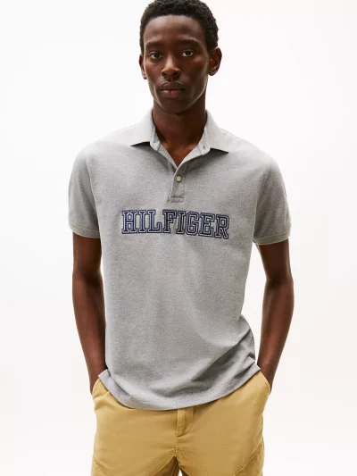 Regular Fit Hilfiger Logo Polo - Grey Heather #XM05641-P7D - Image 1