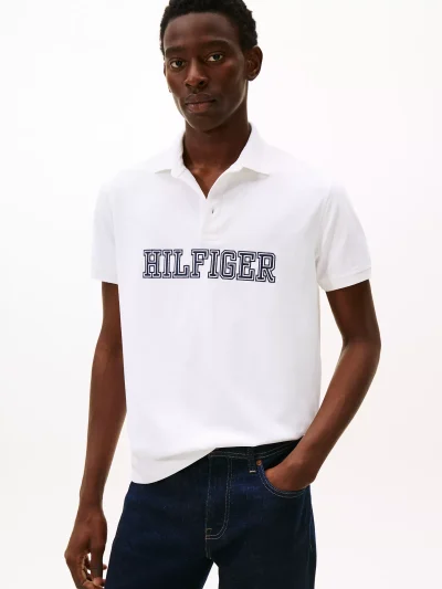 Regular Fit Hilfiger Logo Polo - Optic White #XM05641-YCF - Image 1