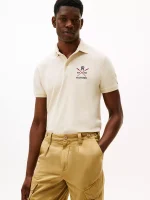 Regular Fit Rowing Crew Logo Polo - Ivory Heather #XM05644-AFA