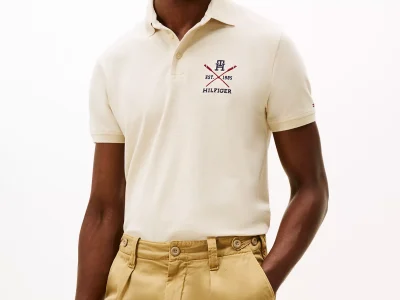 Regular Fit Rowing Crew Logo Polo - Ivory Heather #XM05644-AFA