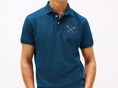 Regular Fit Rowing Crew Logo Polo - Deep Indigo #XM05644-C3J