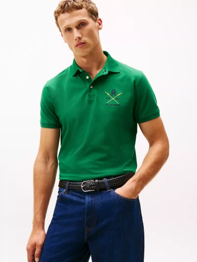 Regular Fit Rowing Crew Logo Polo - Nouveau Green # XM05644-L4F - Image 1