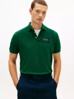 Regular Fit Plaid Monogram Pique Polo-Ornamental Green