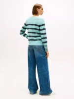 Women Stripe Boatneck Sweater - Crystal Lake #XW04164-DAC - Image 3