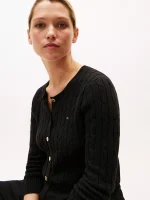 Cable Knit Cardigan- Black#XW04356-BDS - Image 2