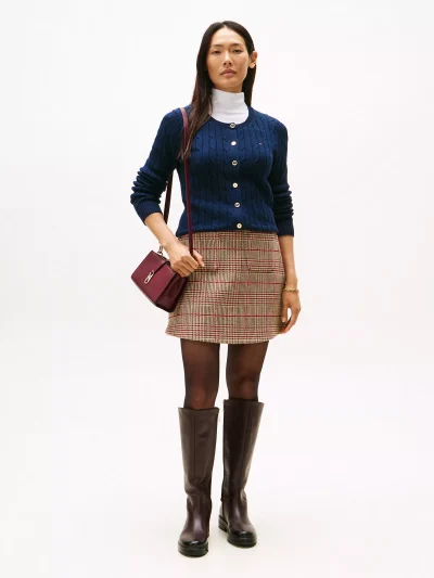 Cable Knit Cardigan- Navy#XW04356-FAP - Image 2