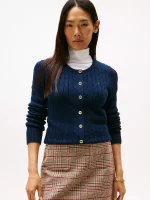 Cable Knit Cardigan- Navy#XW04356-FAP