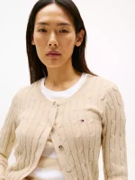 Cable Knit Cardigan- Beige Heather#XW04356-NM6 - Image 2