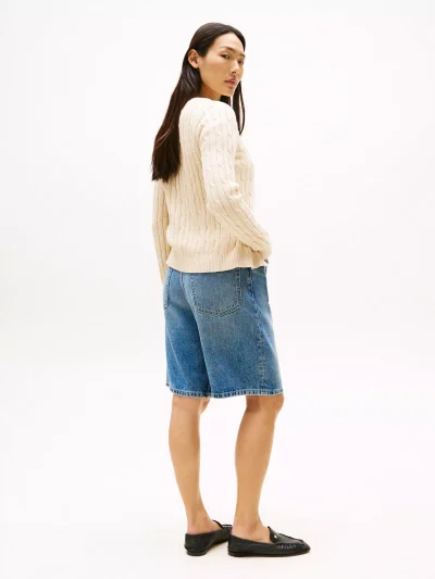 Cable Knit Cardigan- Beige Heather#XW04356-NM6 - Image 4