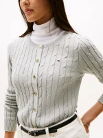 Cable Knit Cardigan- Grey#XW04356-P8F - Image 2