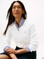 Cable Knit Cardigan- Ecru#XW04356 - Image 3